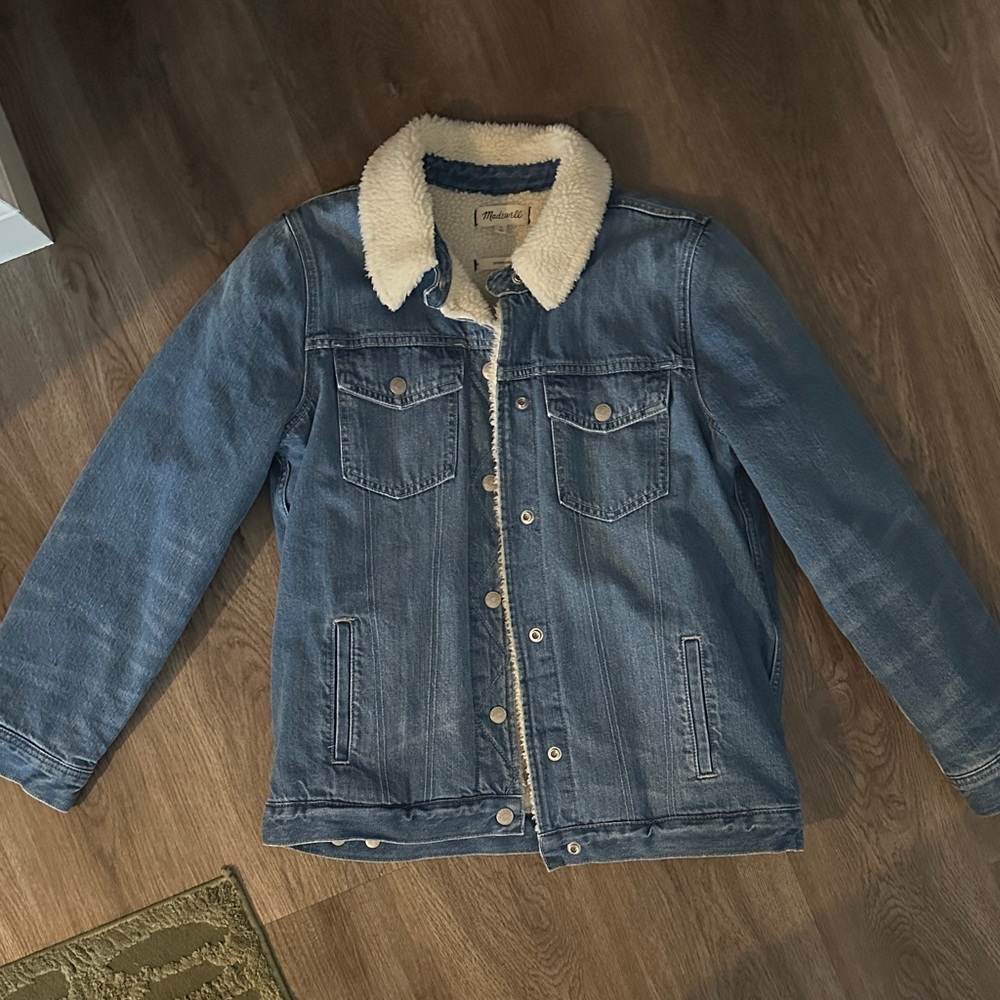 Madewell Oversized Women’s Jean Sherpa-Lined Jacket – Eaves Wash, Size Medium